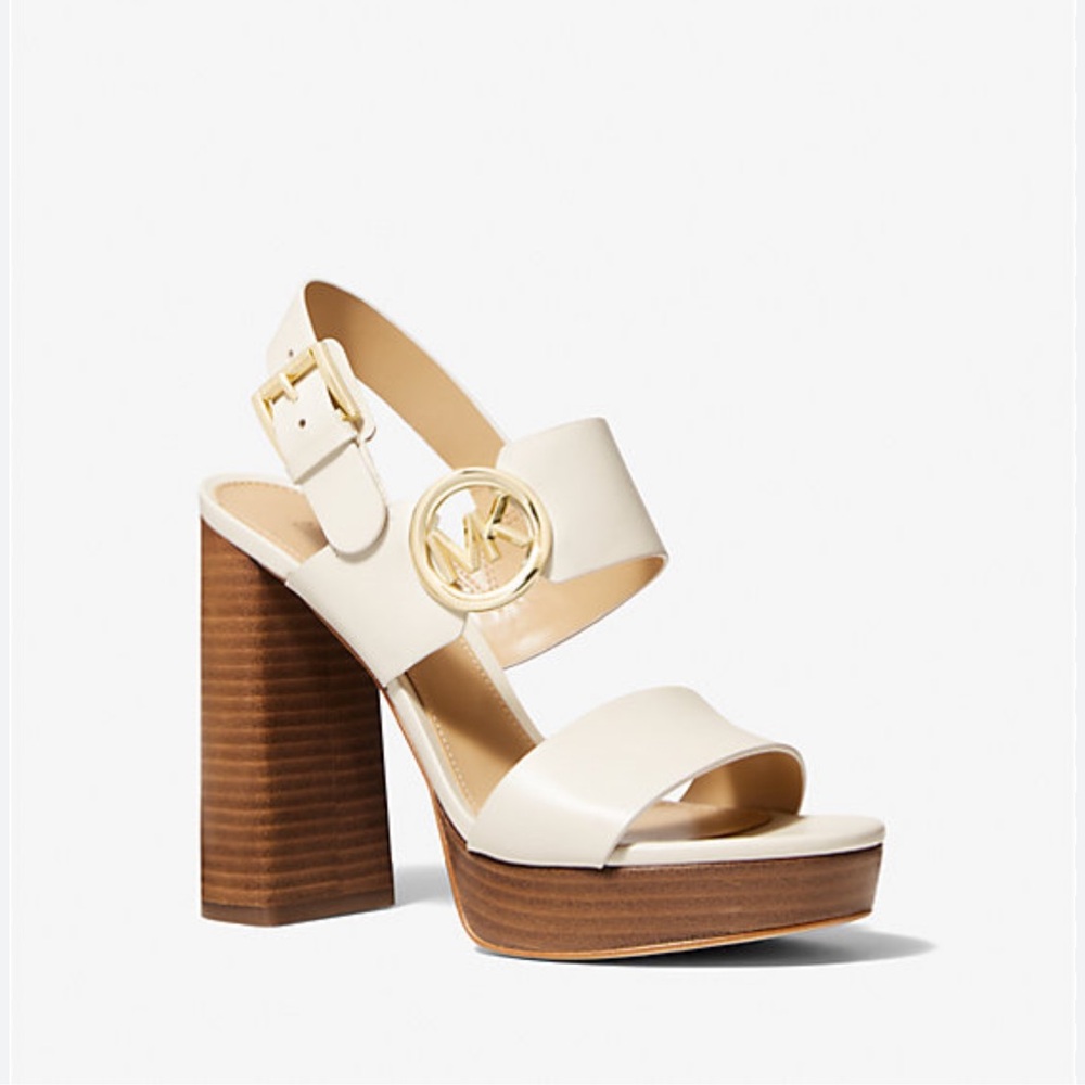 Michael Kors Leather Cream Summer Platform Sandal NIB size 9 - Picture 4 of 11